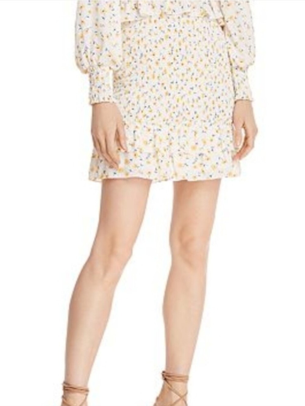 NWT AQUA x Helen Owen Floral Smocked Ruffle Mini Skirt S